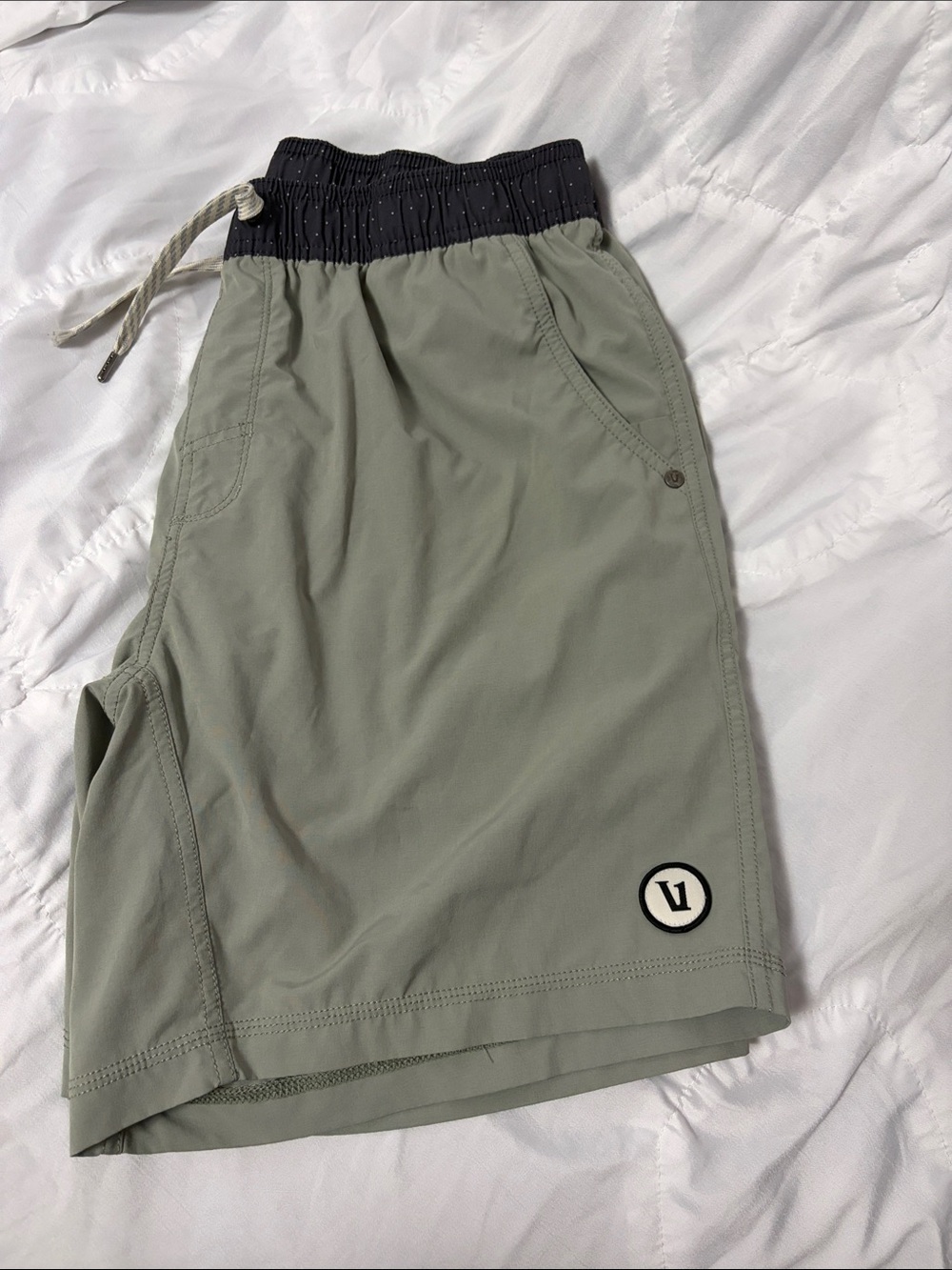 Vuori Men's Sage Athletic Shorts with Black Waistband